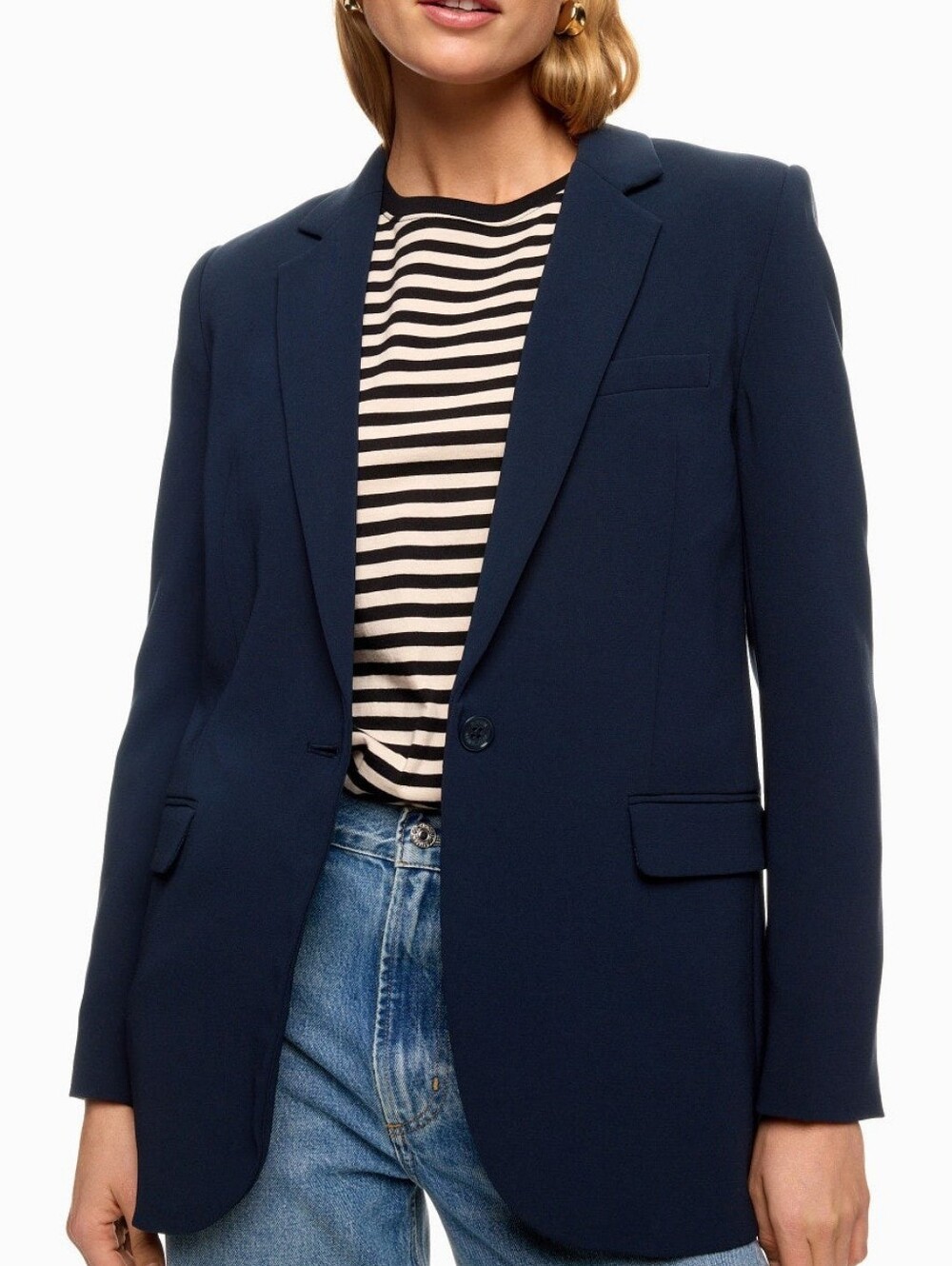 MICHAEL KORS Navy One Button Mensy Blazer Long Sleeve Front Button Size 10